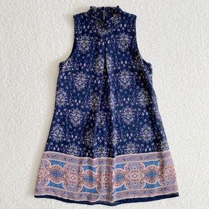 Speechless Sleeveless Swing Dress Size Small Smocked Neck Blue Floral Paisley
